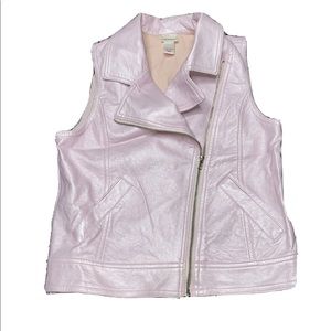 Girls pink pleather sleeveless vest